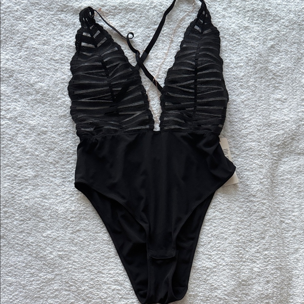 Elegant Black Lace Bodysuit